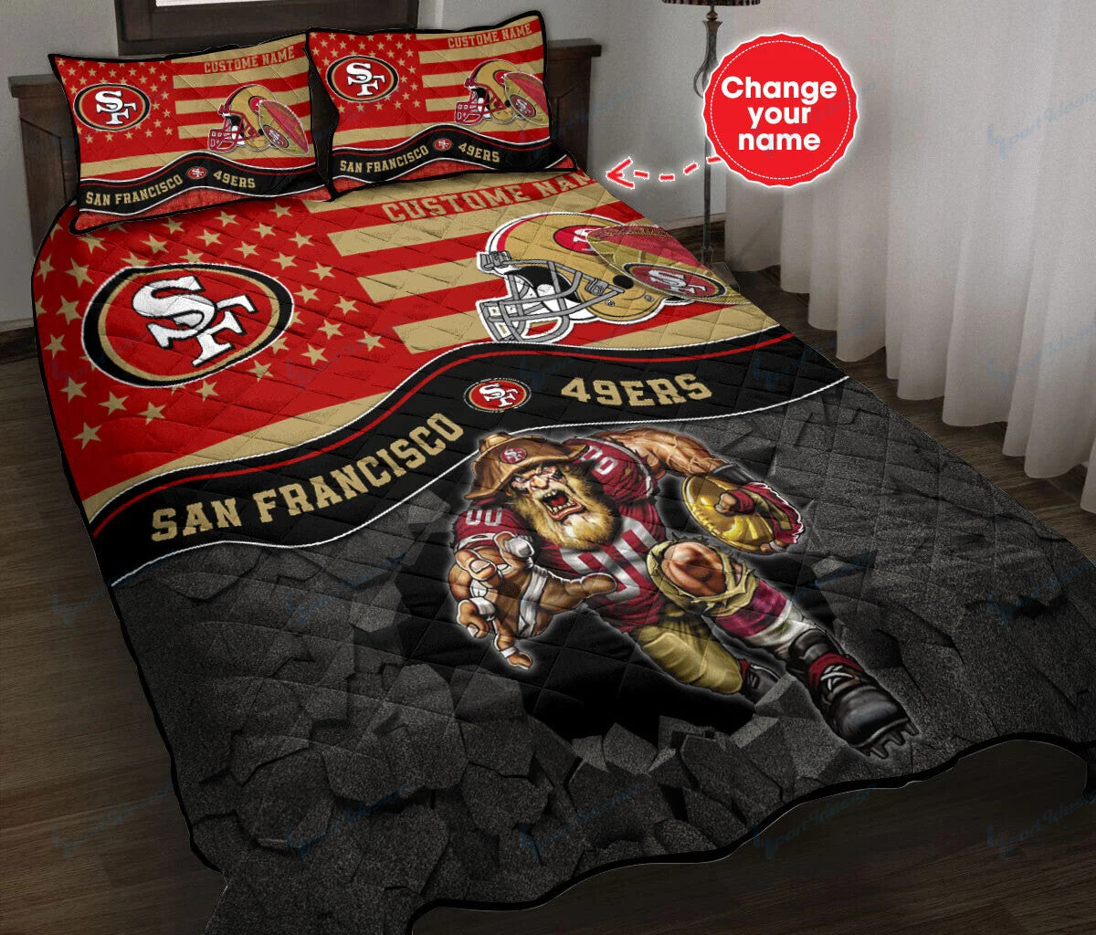 San Francisco 49ers Personalized Quilt Set BG28