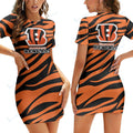 Cincinnati Bengals Casual Short Sleeve Bodycon Mini Dress BG129
