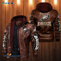 PHILADELPHIA EAGLES JACKET HVKC409 - Premium & Ultra-Thick Leather Jacket with Fleece Hood