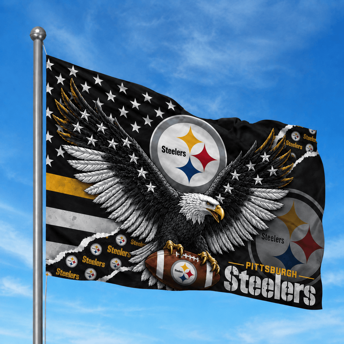 Pittsburgh Steelers-Flag-Custom Name VA4288