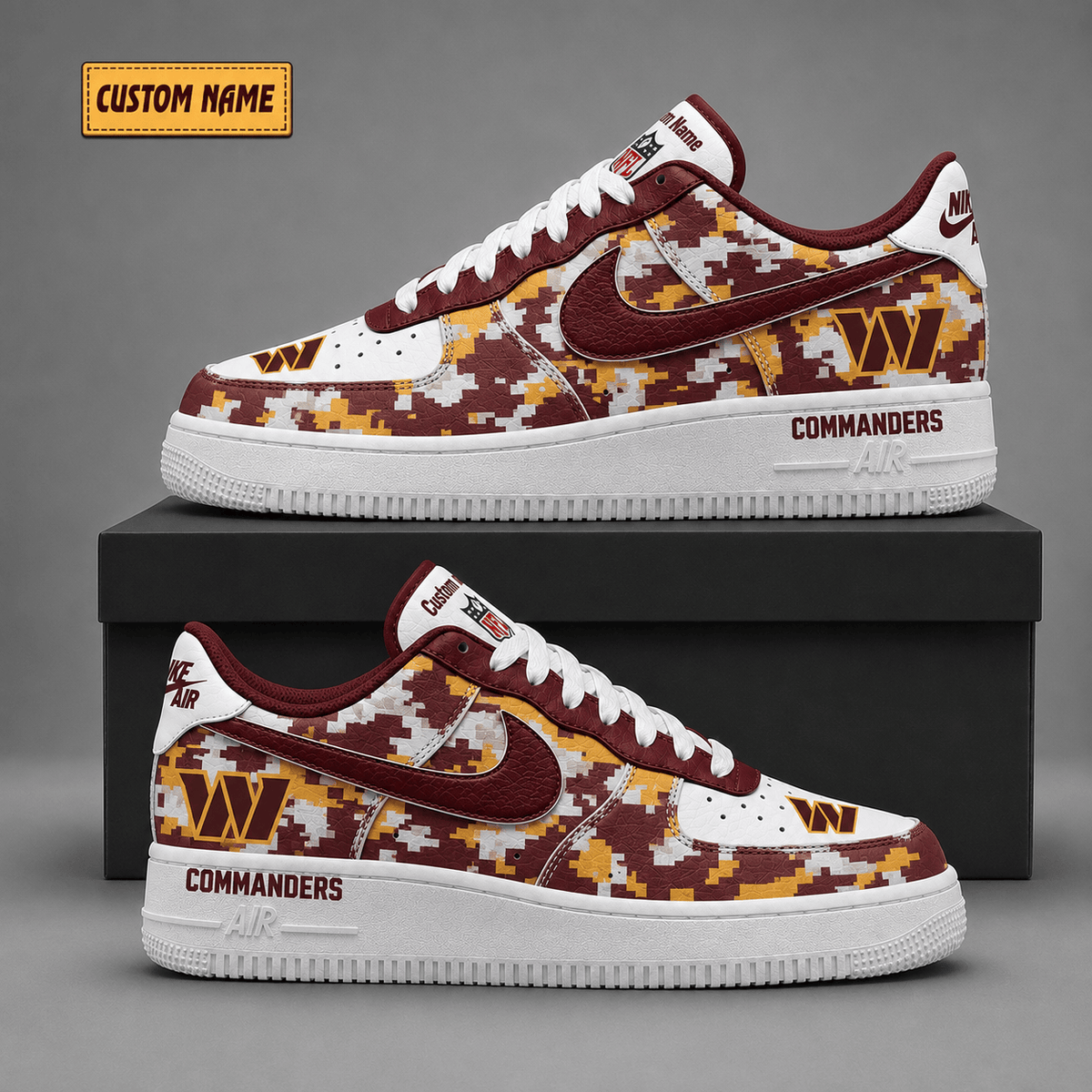Washington Commanders | Premium NFL Fear The Team AF1 Sneakers - VA38832