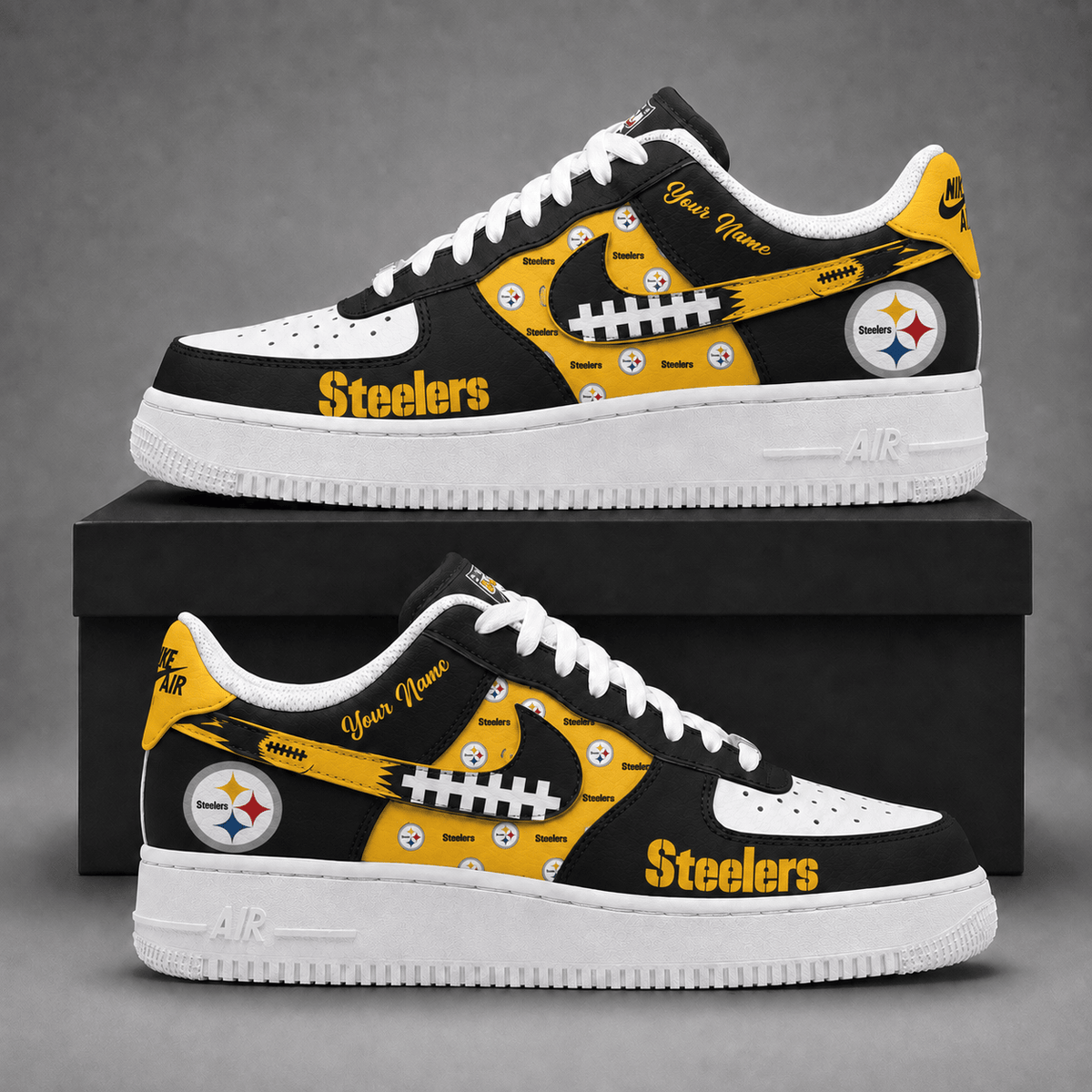 Pittsburgh Steelers | Premium NFL Fear The Team AF1 Sneakers Personalized - VA37415
