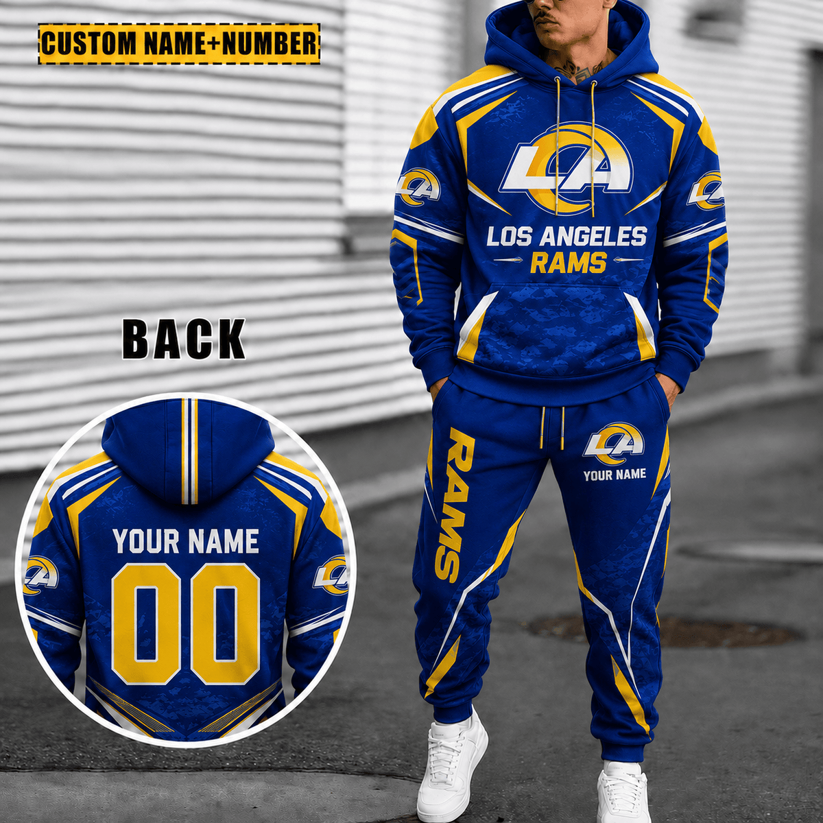 Los Angeles Rams Personalized Combo Sweatpants And Hoodie Gift For Fan VA1033