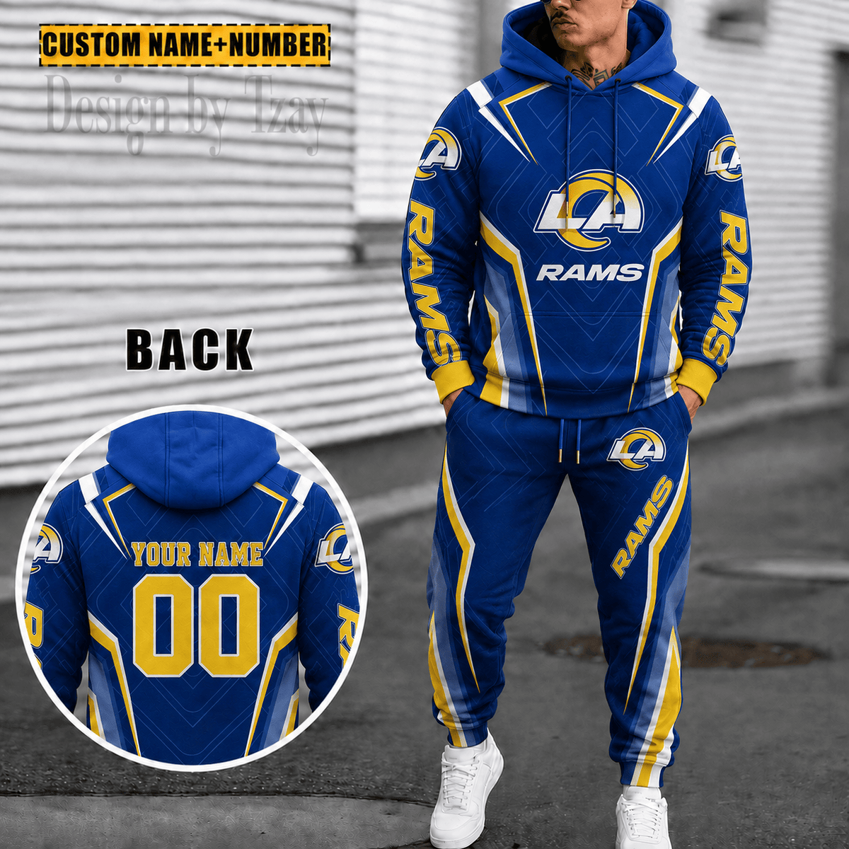 Los Angeles Rams Personalized Combo Sweatpants And Hoodie Gift For Fan VA10103