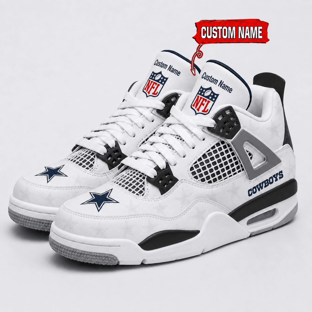 Dallas Cowboys Personalized AJ4 Sneaker VA345