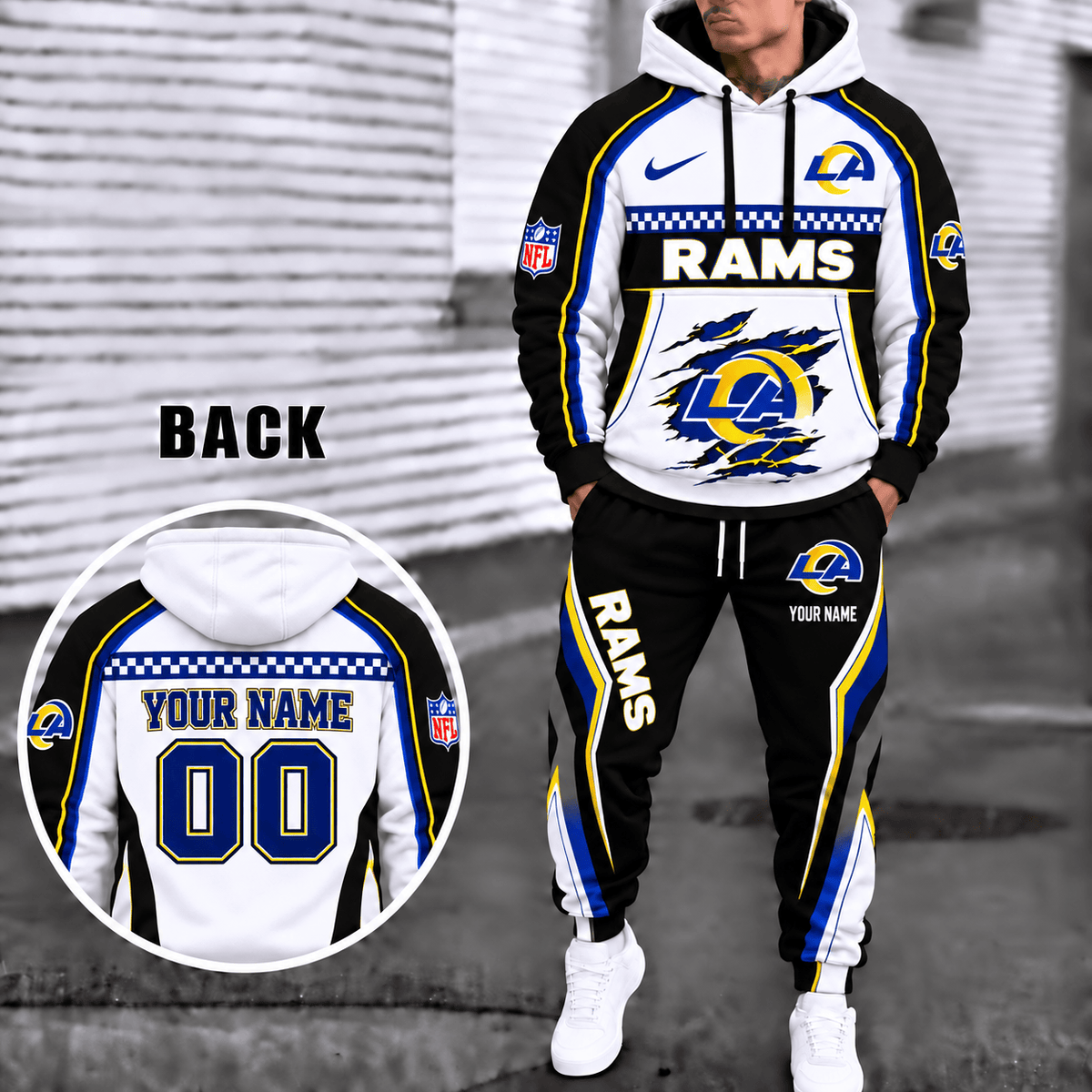 Los Angeles Rams Personalized Combo Sweatpants And Hoodie VAN23102