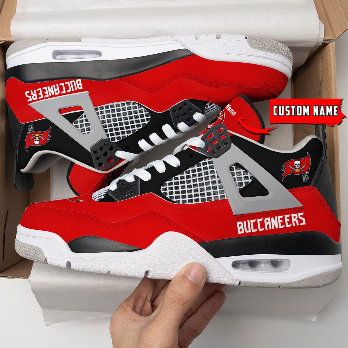 Tampa Bay Buccaneers Personalized AJ4 Sneaker BG38