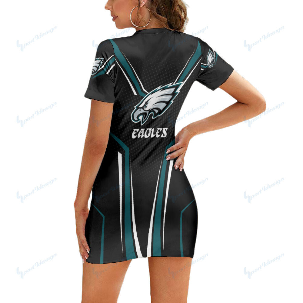 Philadelphia Eagles Short Sleeve Bodycon Mini Dress BG296