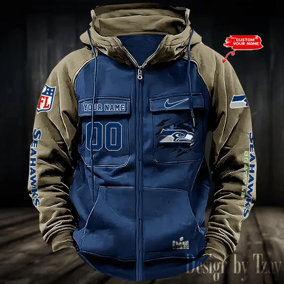 9SMCZVHD061-Seattle Seahawks Zip-Vintage Hoodies