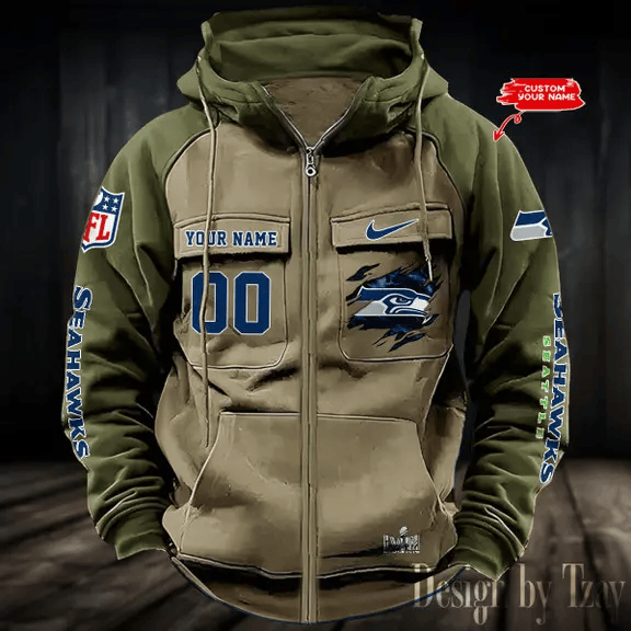 9SMCZVHD061-Seattle Seahawks Zip-Vintage Hoodies