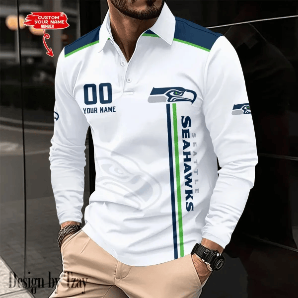 Seattle Seahawks Long Sleeve Polo Shirt DV7 SPTLSPS051