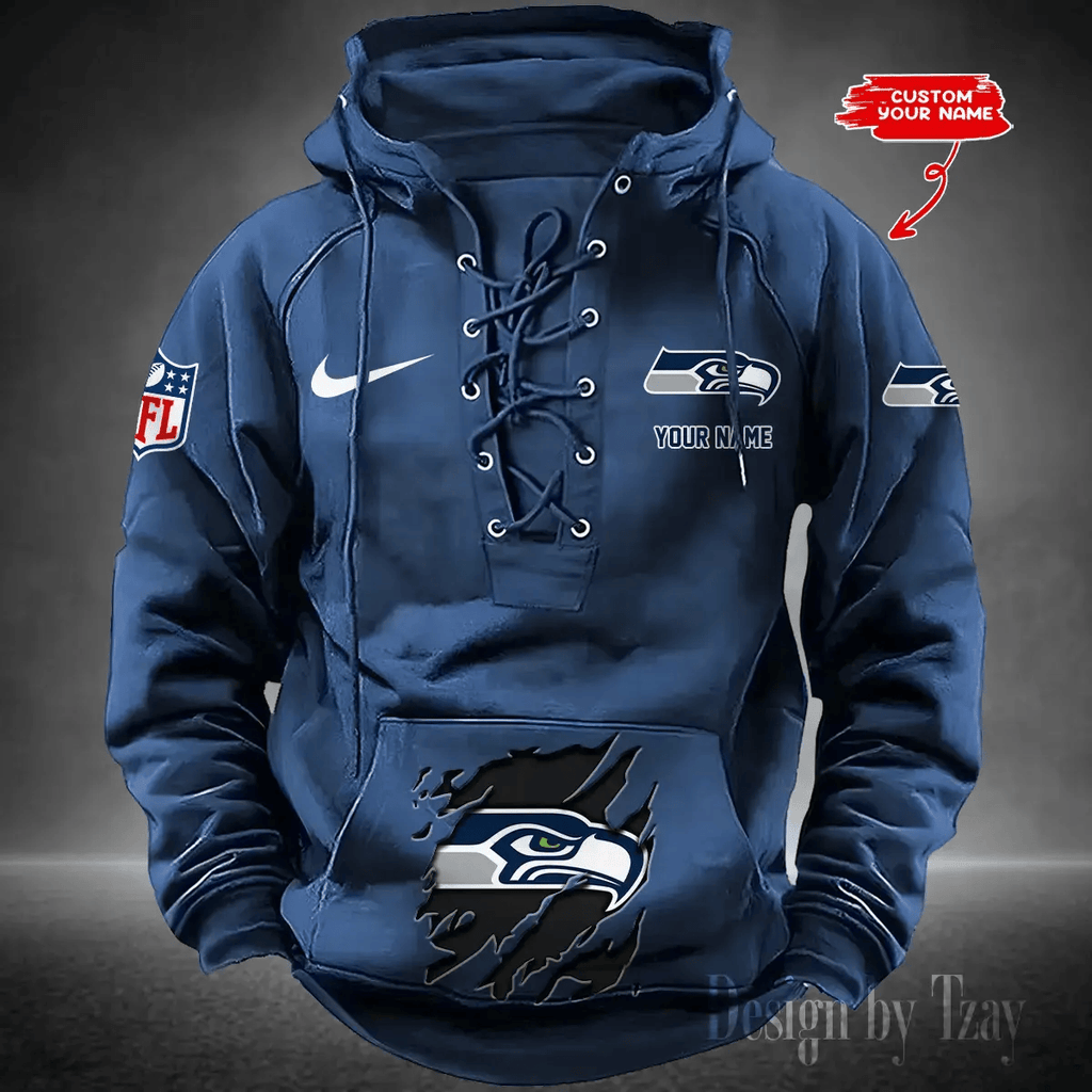 SPTS9HLUH029-Seattle Seahawks Men's Hooded Lace-up Hoodie