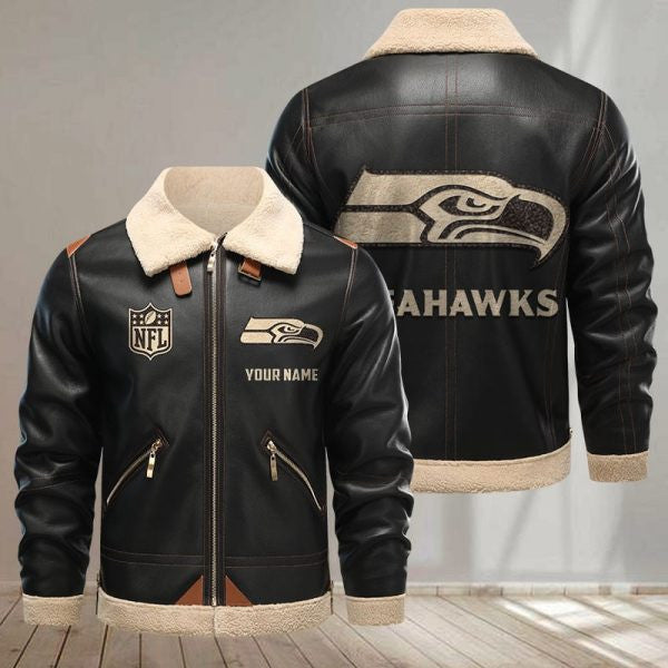 SPTS9FLJ029-Seattle Seahawks Custom Fleece Leather Jacket