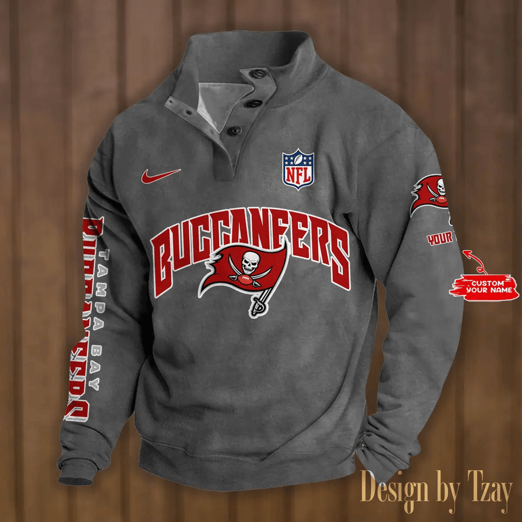 Tampa Bay Buccaneers Premium Stand-Collar Game-Day Pullover - Engineered Warmth & Personalized Name S9DBSCH062
