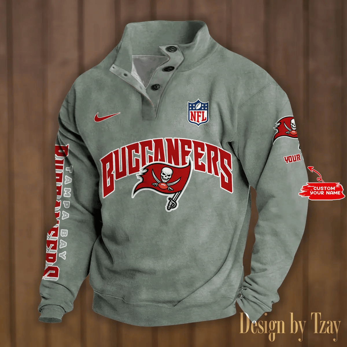 Tampa Bay Buccaneers Premium Stand-Collar Game-Day Pullover - Engineered Warmth & Personalized Name S9DBSCH062
