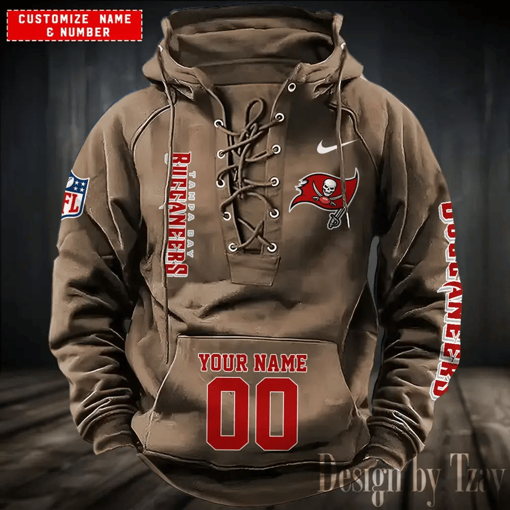 SPTS9HLUH062-Tampa Bay Buccaneers Men's Hooded Lace-up Hoodie