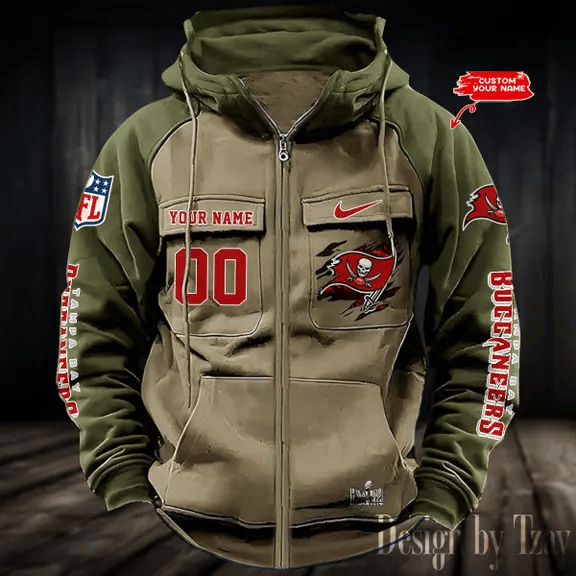 9SMCZVHD062-Tampa Bay Buccaneers Zip-Vintage Hoodies