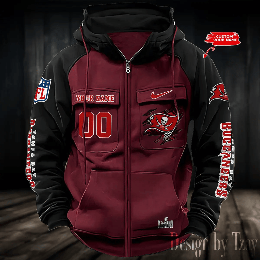 9SMCZVHD062-Tampa Bay Buccaneers Zip-Vintage Hoodies