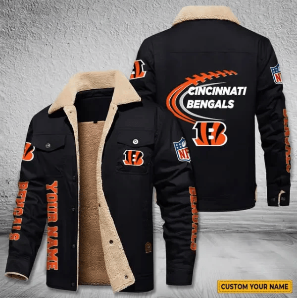 Cincinnati Bengals Personalized Men's Winter Cargo Jacket Fur Collar Fleece S9WCJ007