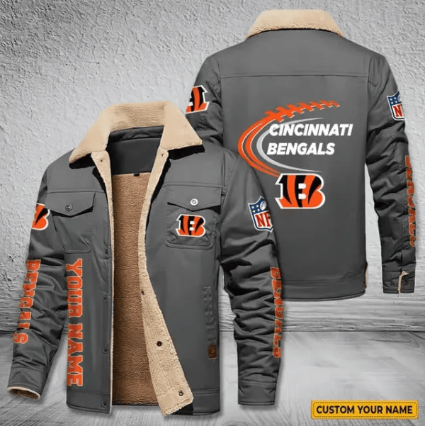Cincinnati Bengals Personalized Men's Winter Cargo Jacket Fur Collar Fleece S9WCJ007
