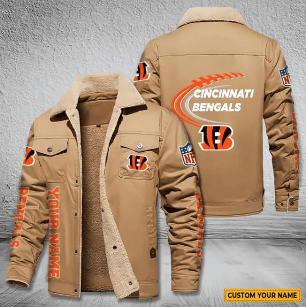 Cincinnati Bengals Personalized Men's Winter Cargo Jacket Fur Collar Fleece S9WCJ007