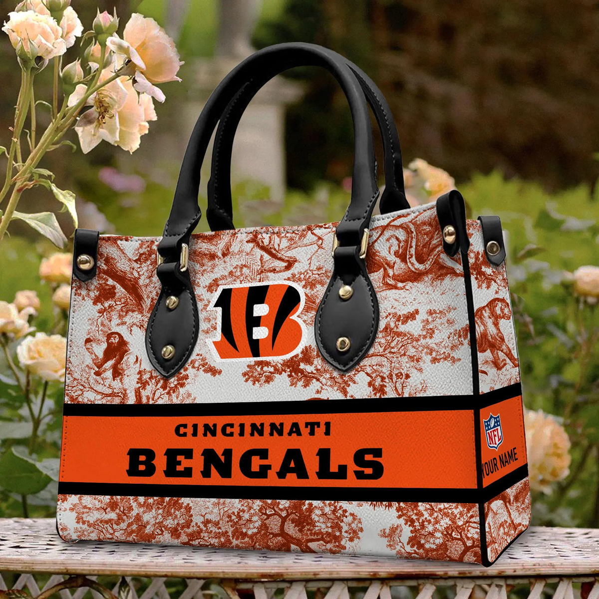 Cincinnati Bengals Personalized Leather Hand Bag BB330