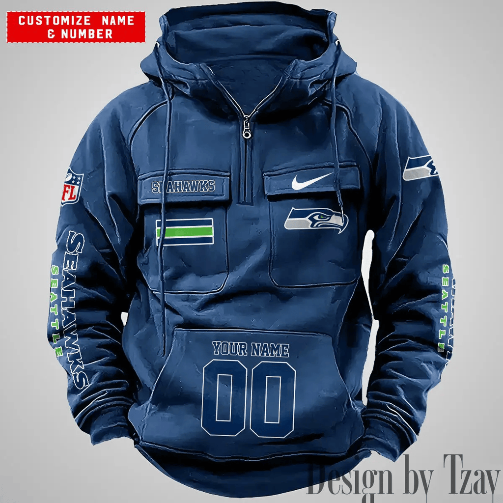 Seattle Seahawks Vintage Men Hoodie DV2 AZVMHD408