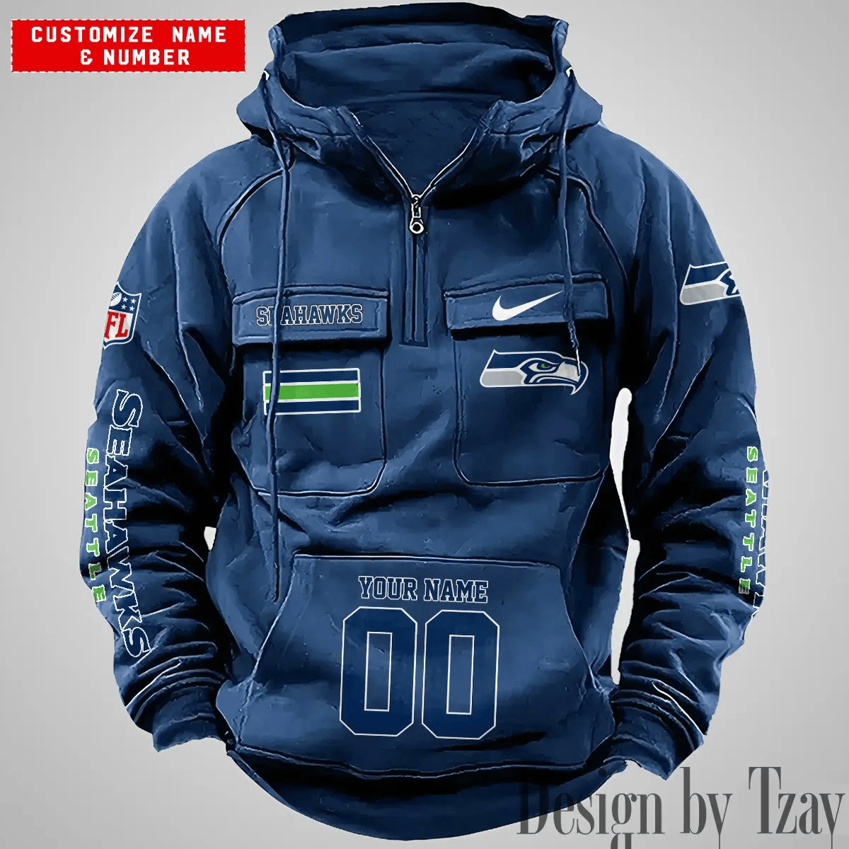 Seattle Seahawks Vintage Men Hoodie DV2 AZVMHD408