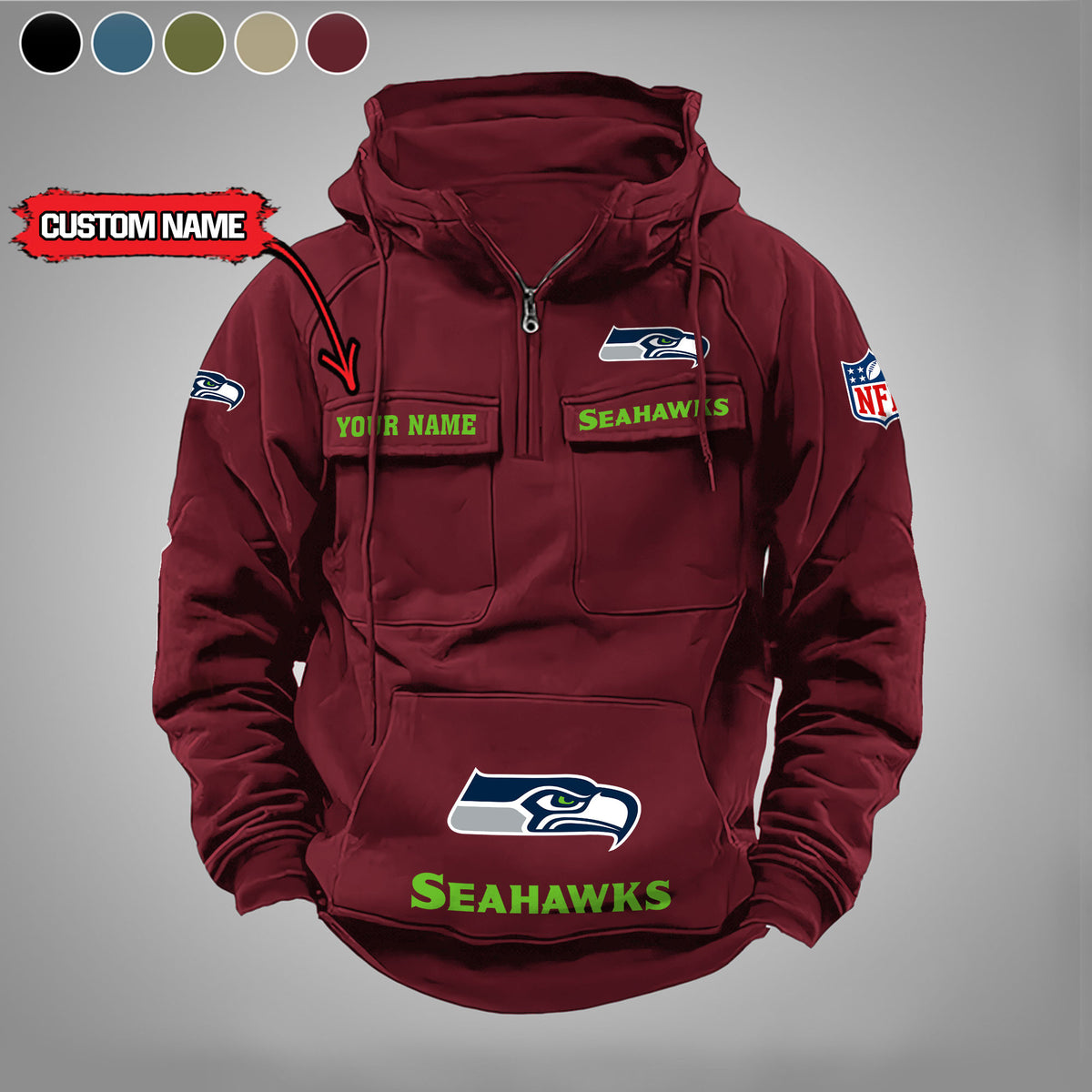 Seattle Seahawks Vintage Men Hoodie AZVMHD005
