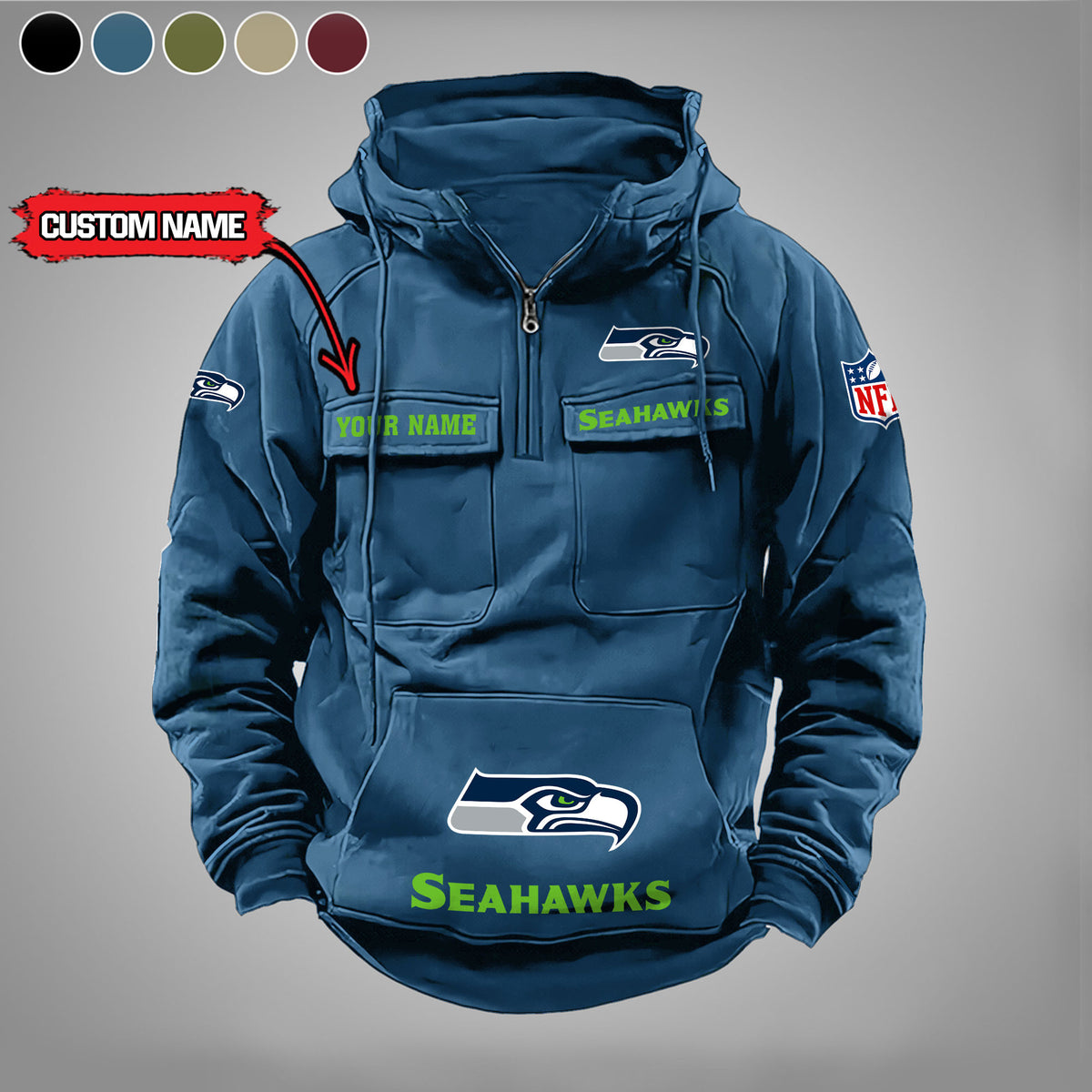 Seattle Seahawks Vintage Men Hoodie AZVMHD005
