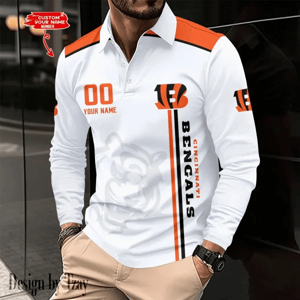 Cincinnati Bengals Long Sleeve Polo Shirt DV7 SPTLSPS029