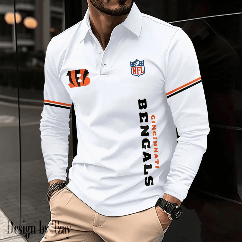 Cincinnati Bengals Long Sleeve Polo Shirt DV7 SPTLSPS007