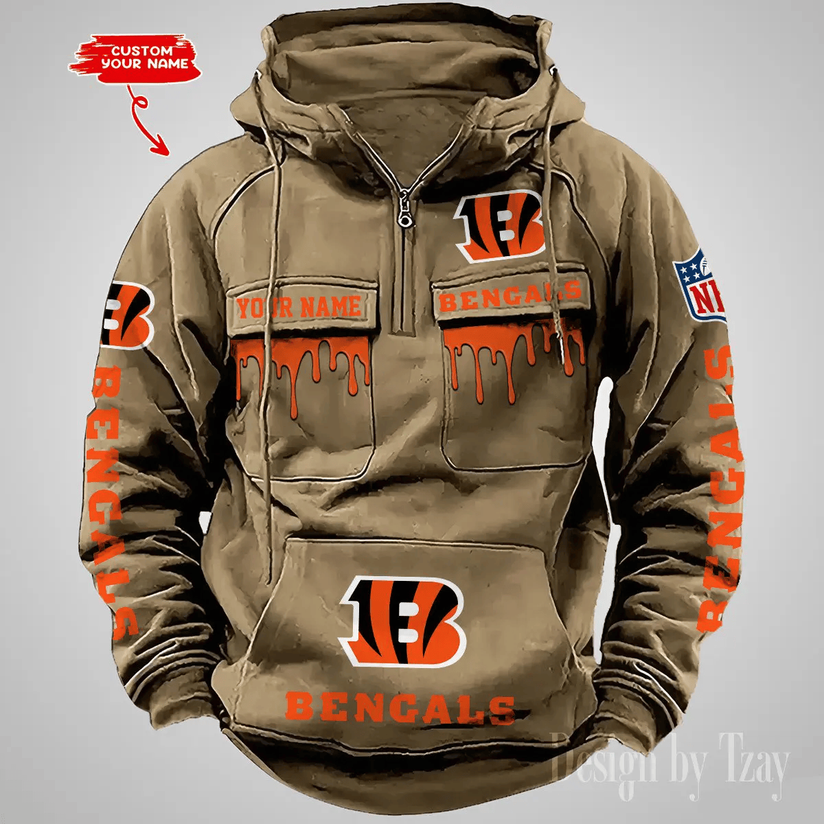 SPTAZVMHD482-Cincinnati Bengals Vintage Men Hoodie DV22