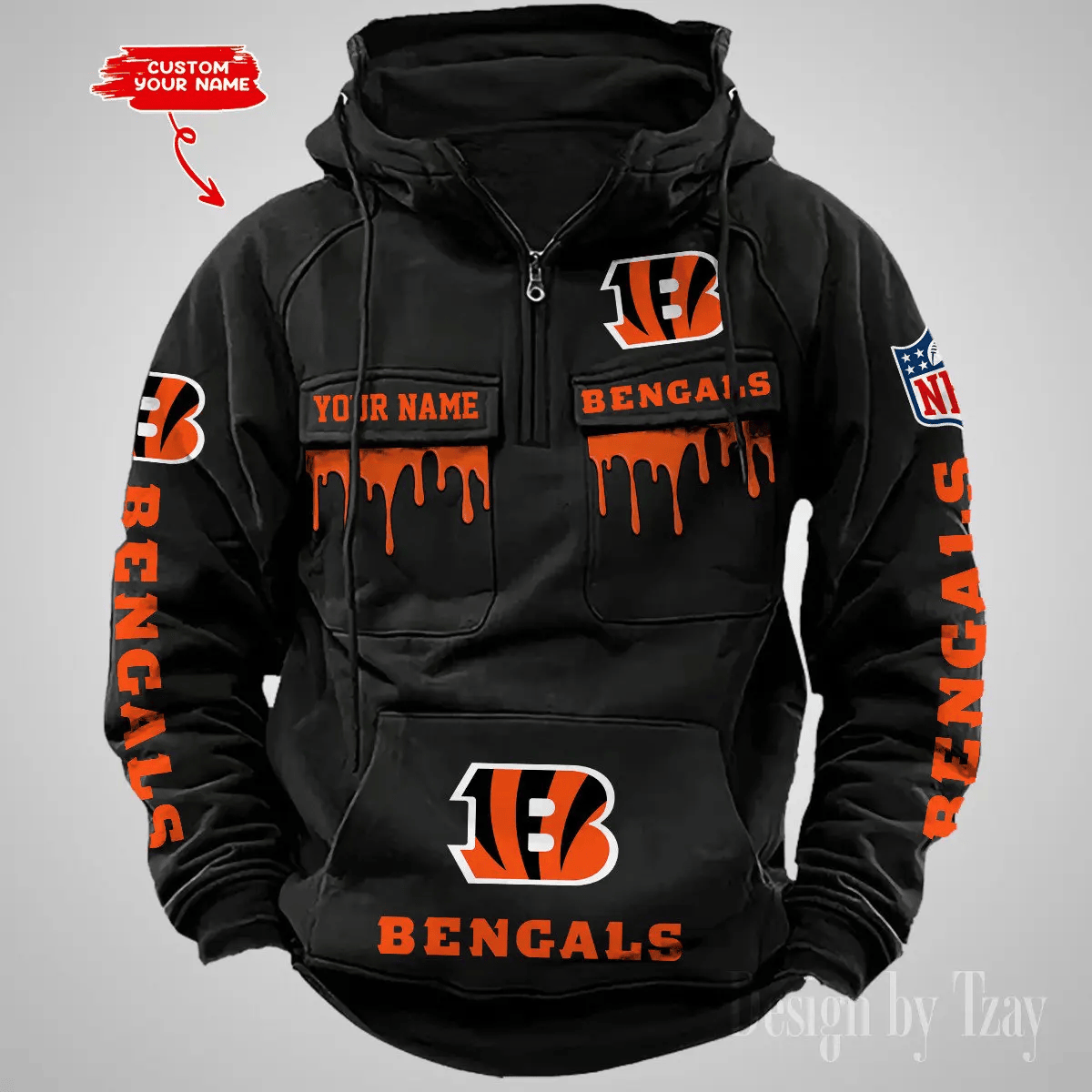 SPTAZVMHD482-Cincinnati Bengals Vintage Men Hoodie DV22
