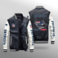 New England Patriots Premium Fleece-Lined Leather Bomber Jacket BG04