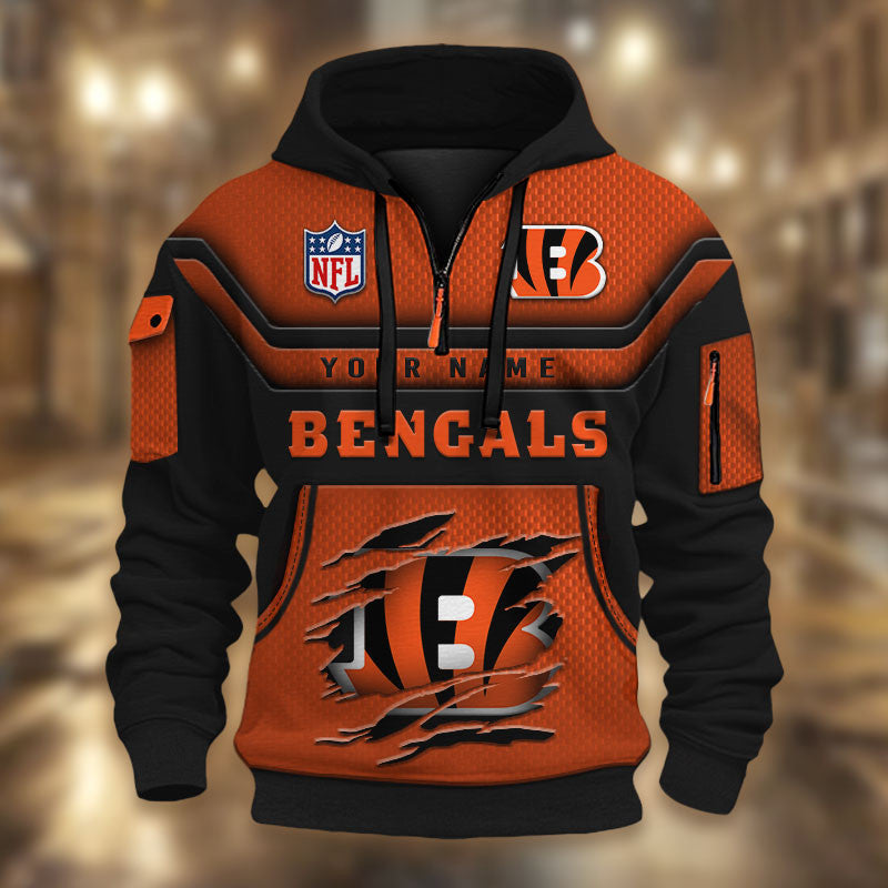 Cincinnati Bengals DMHT2364 3D Half-zip Hoodie