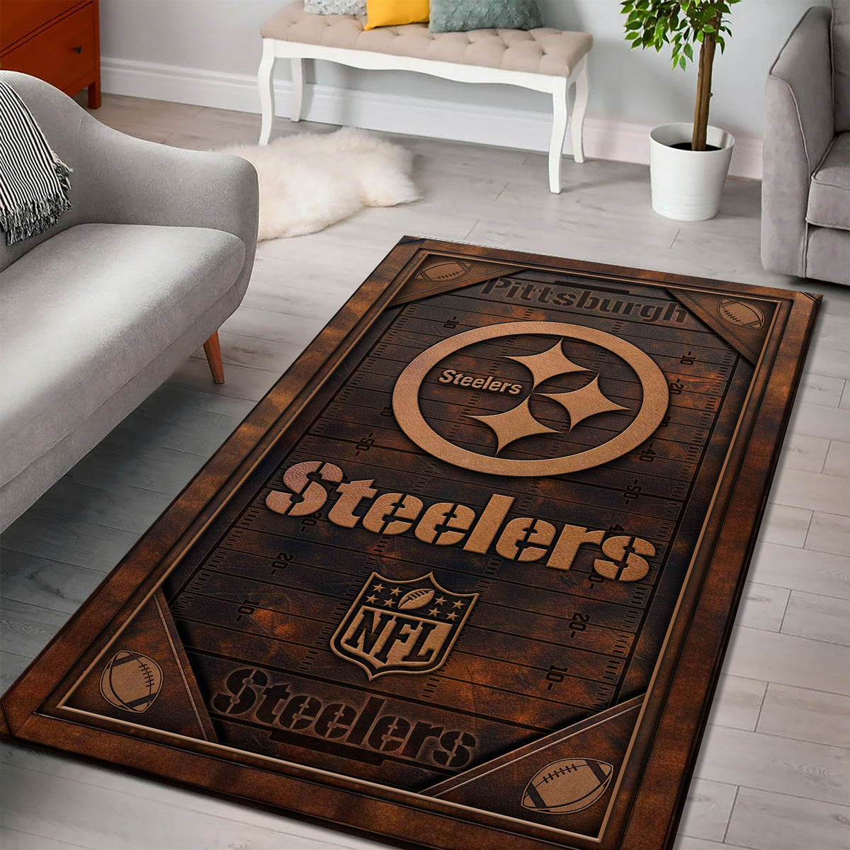 Rug Living Room Floor Decor Fan Gifts Pittsburgh Steelers DMHF2885