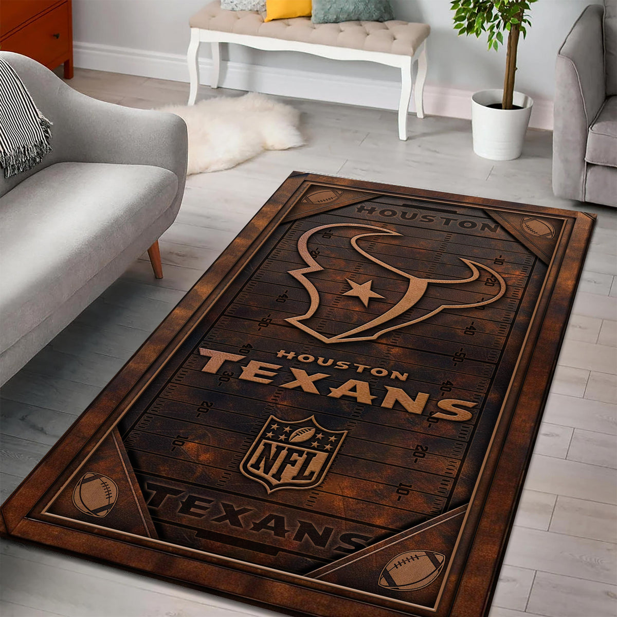 Rug Living Room Floor Decor Fan Gifts Houston Texans DMHF2871