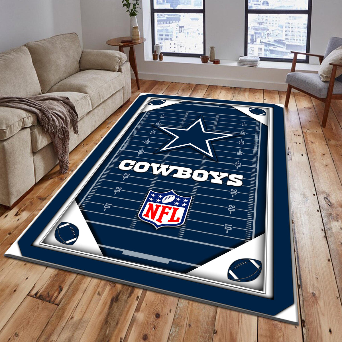 Rug Living Room Floor Decor Fan Gifts Dallas Cowboys DMHF5263