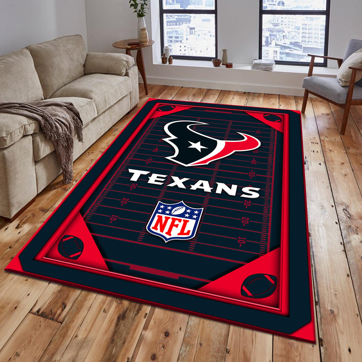 Rug Living Room Floor Decor Fan Gifts Houston Texans DMHF5267