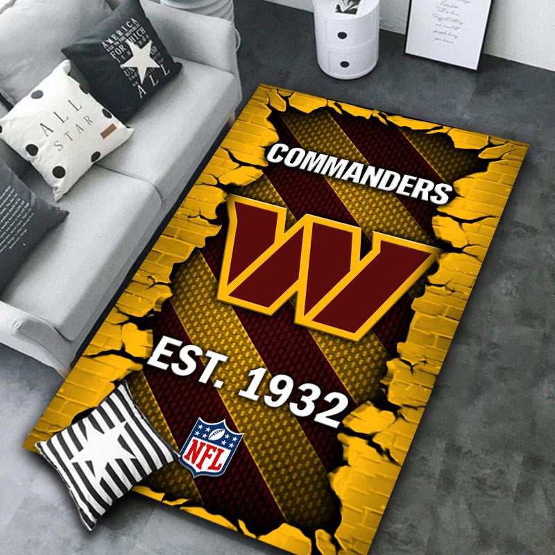 Rug Living Room Floor Decor Fan Gifts Washington Commanders DMHF1097