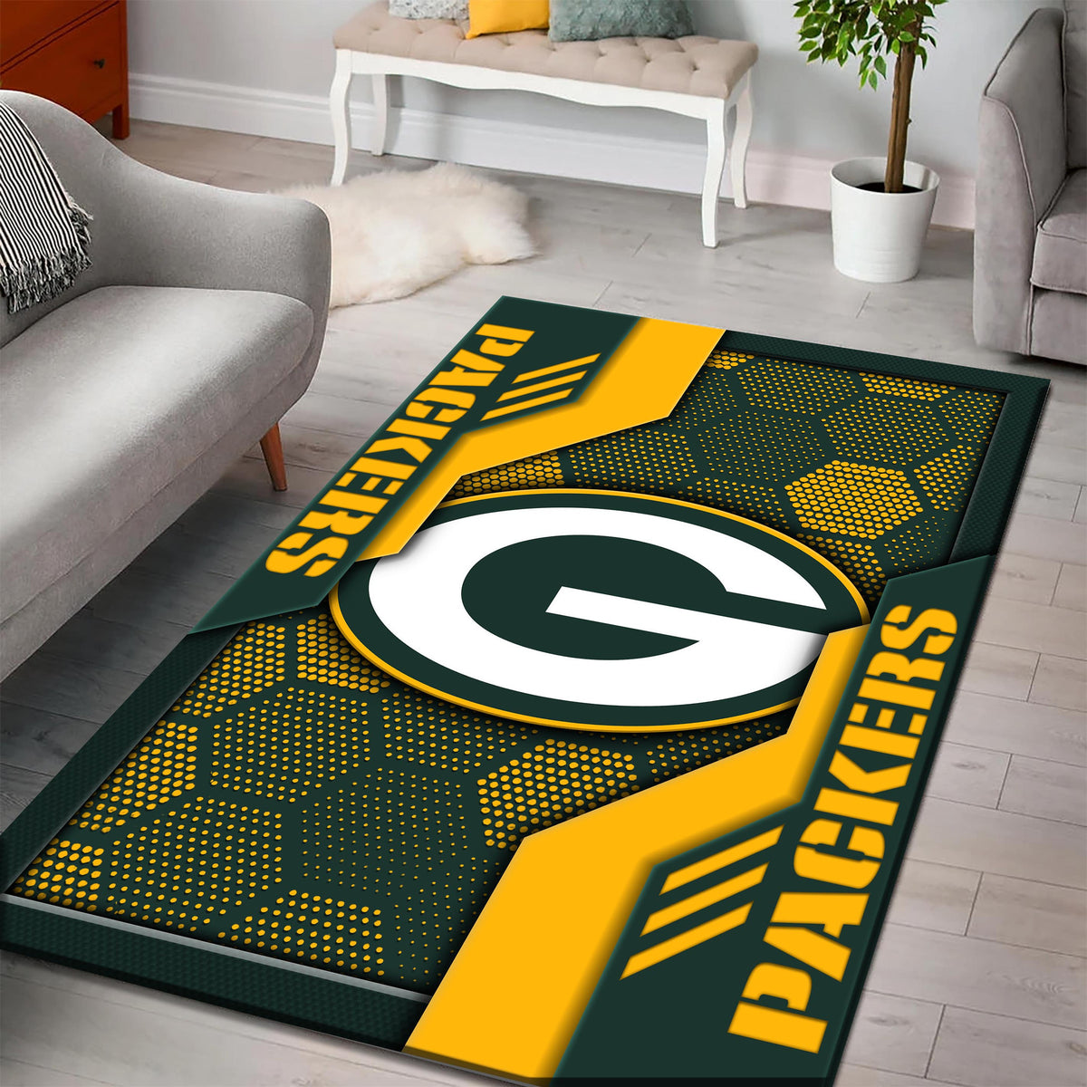 Rug Living Room Floor Decor Fan Gifts Green Bay Packers DMHF3091