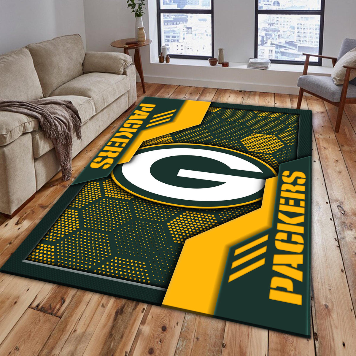 Rug Living Room Floor Decor Fan Gifts Green Bay Packers DMHF3091