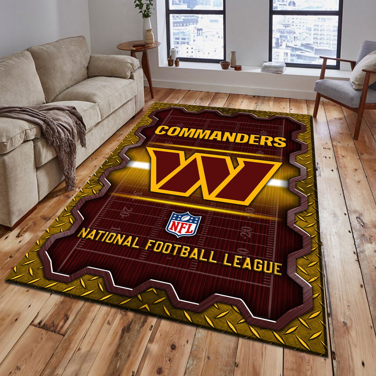 Rug Living Room Floor Decor Fan Gifts Washington Commanders DMHF2078