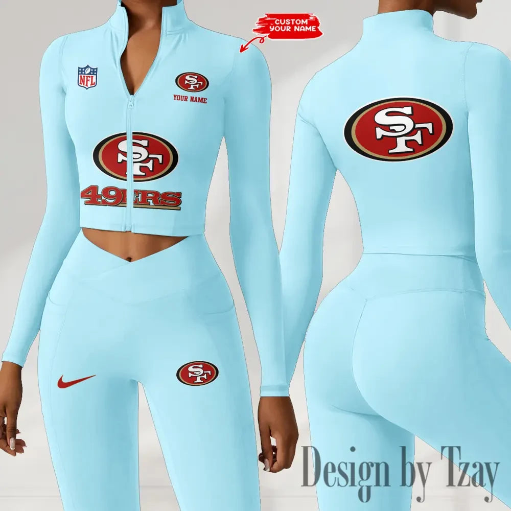 San Francisco 49ers Zipper Sports Top Women Gym Long Sleeve for Fitness SPTZSTW060