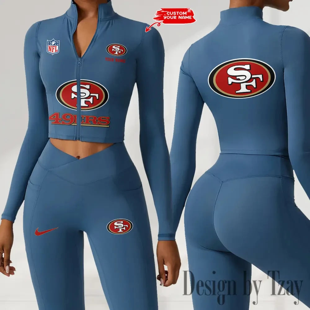 San Francisco 49ers Zipper Sports Top Women Gym Long Sleeve for Fitness SPTZSTW060