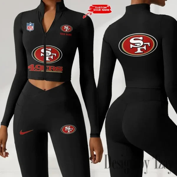 San Francisco 49ers Zipper Sports Top Women Gym Long Sleeve for Fitness SPTZSTW060