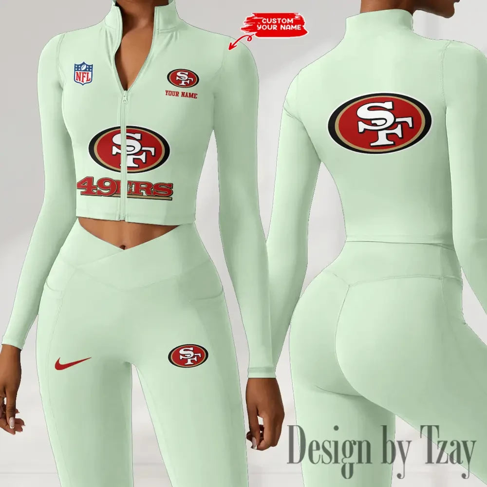 San Francisco 49ers Zipper Sports Top Women Gym Long Sleeve for Fitness SPTZSTW060