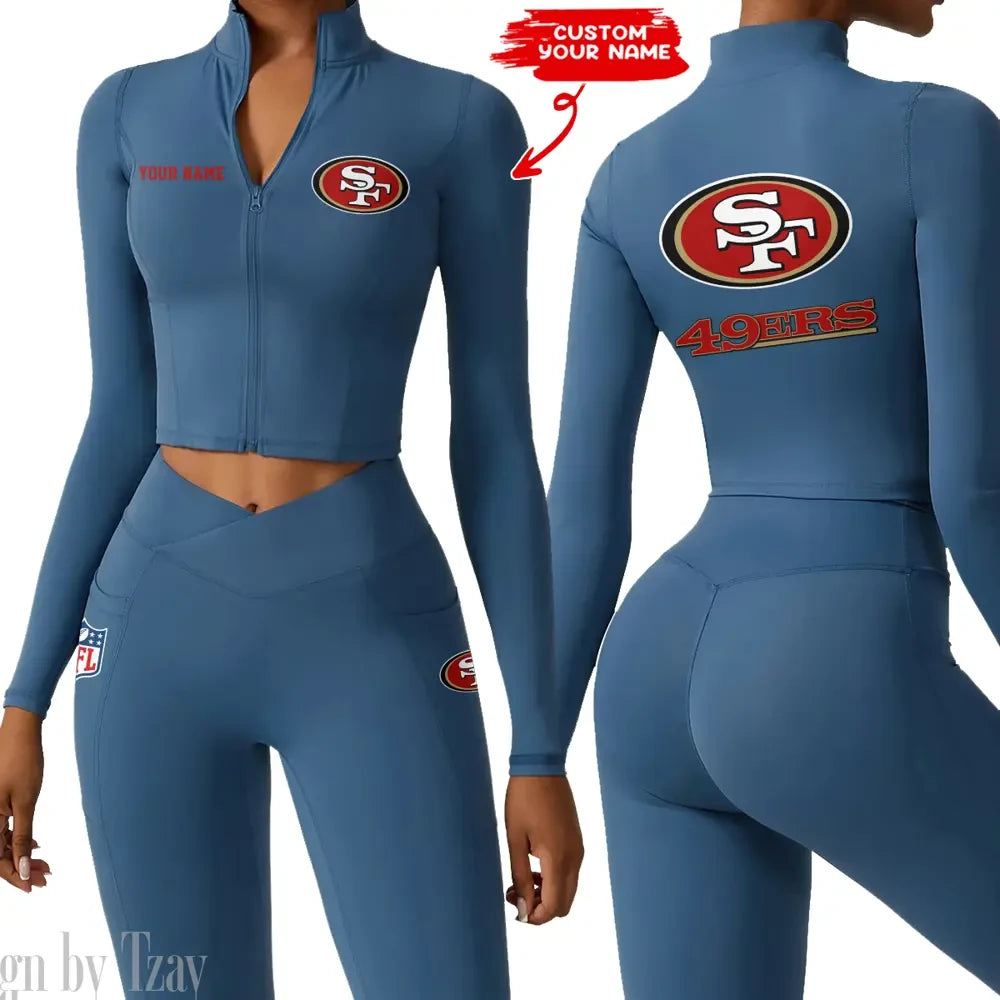 San Francisco 49ers Zipper Sports Top Women Gym Long Sleeve for Fitness SPTZSTW092