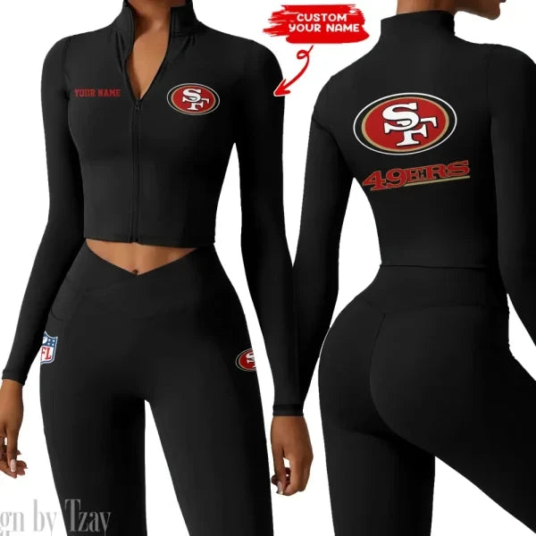 San Francisco 49ers Zipper Sports Top Women Gym Long Sleeve for Fitness SPTZSTW092